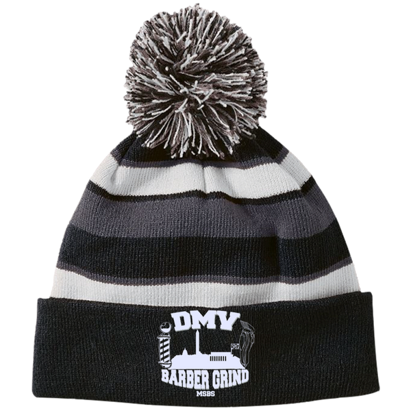 Striped Beanie with Pom