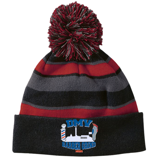 Striped Beanie with Pom